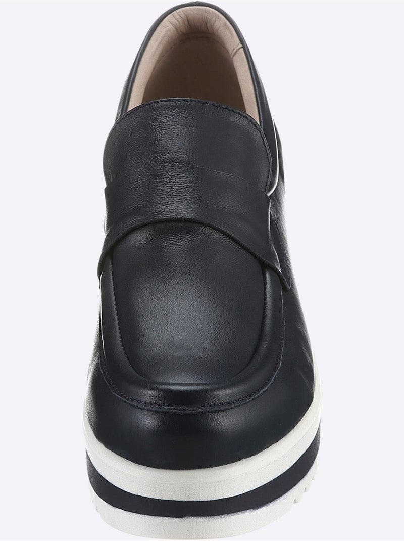 Mocassins Cuir Nappa De Vache - Taille Standard - Helline Bleu marine - Kiabi