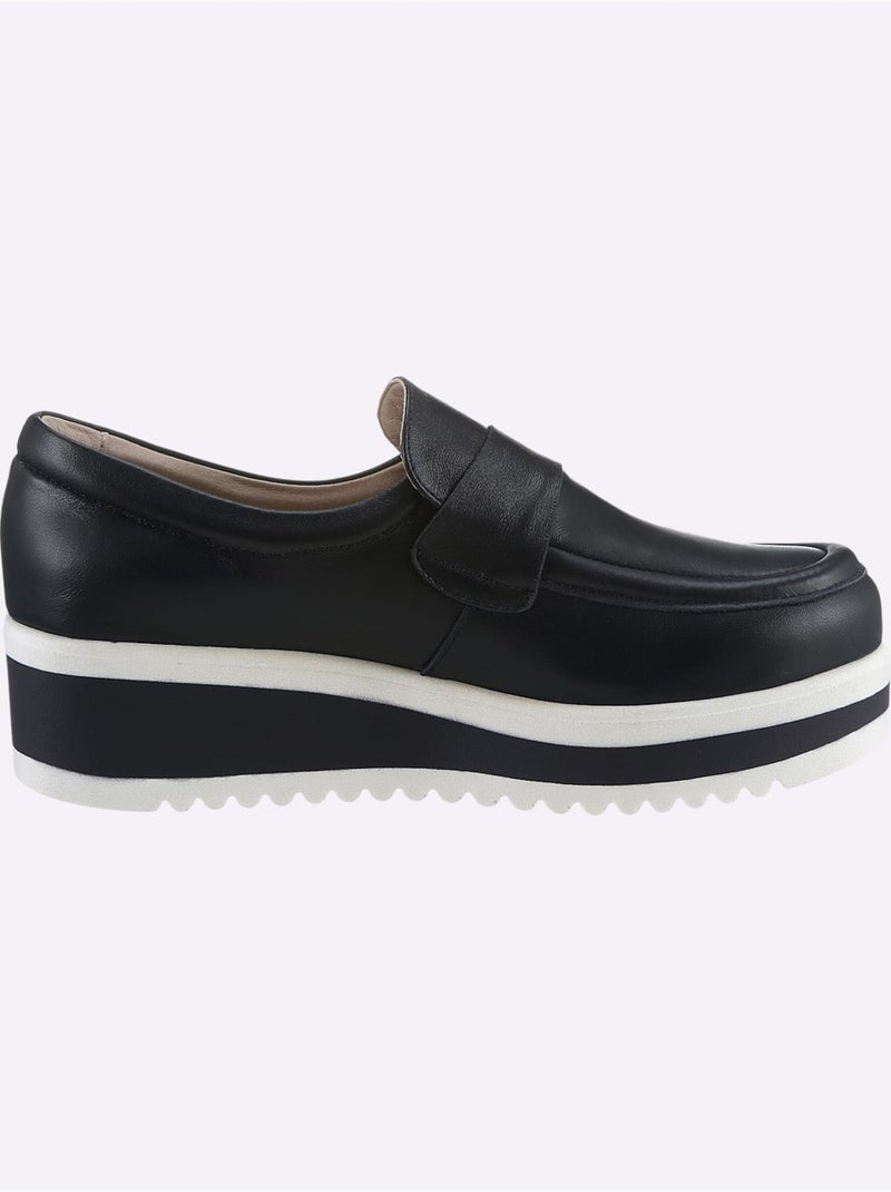 Mocassins Cuir Nappa De Vache - Taille Standard - Helline Bleu marine - Kiabi