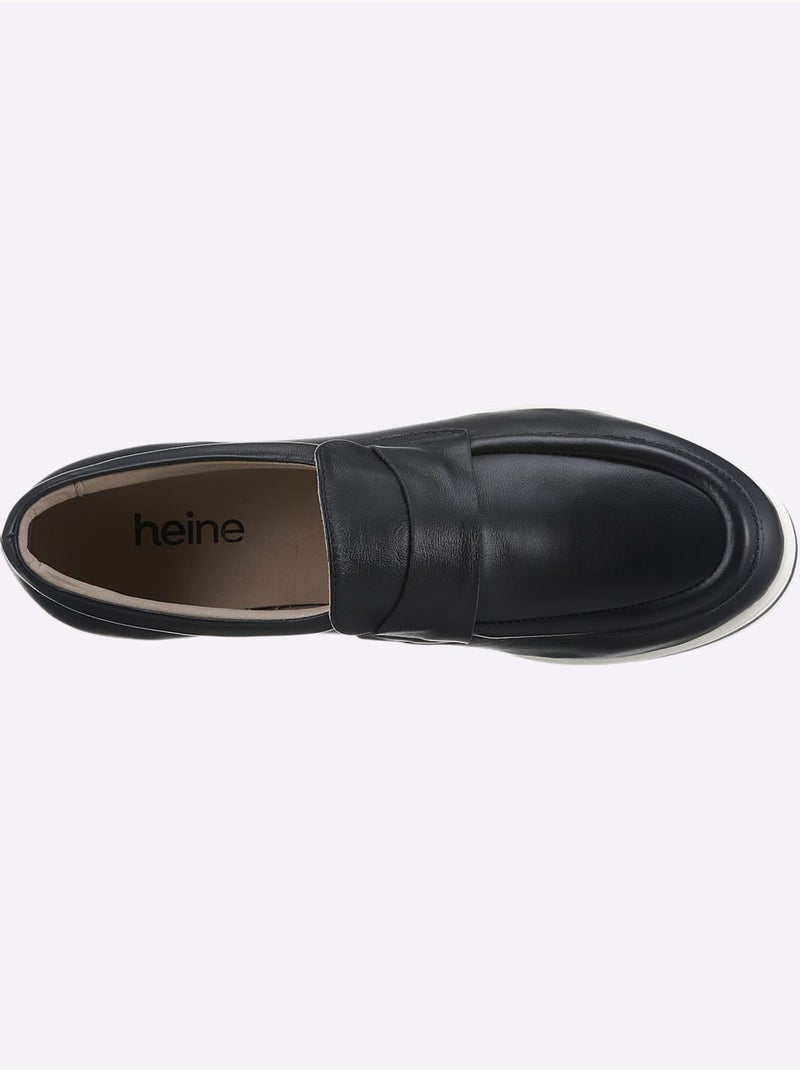 Mocassins Cuir Nappa De Vache - Taille Standard - Helline Bleu marine - Kiabi