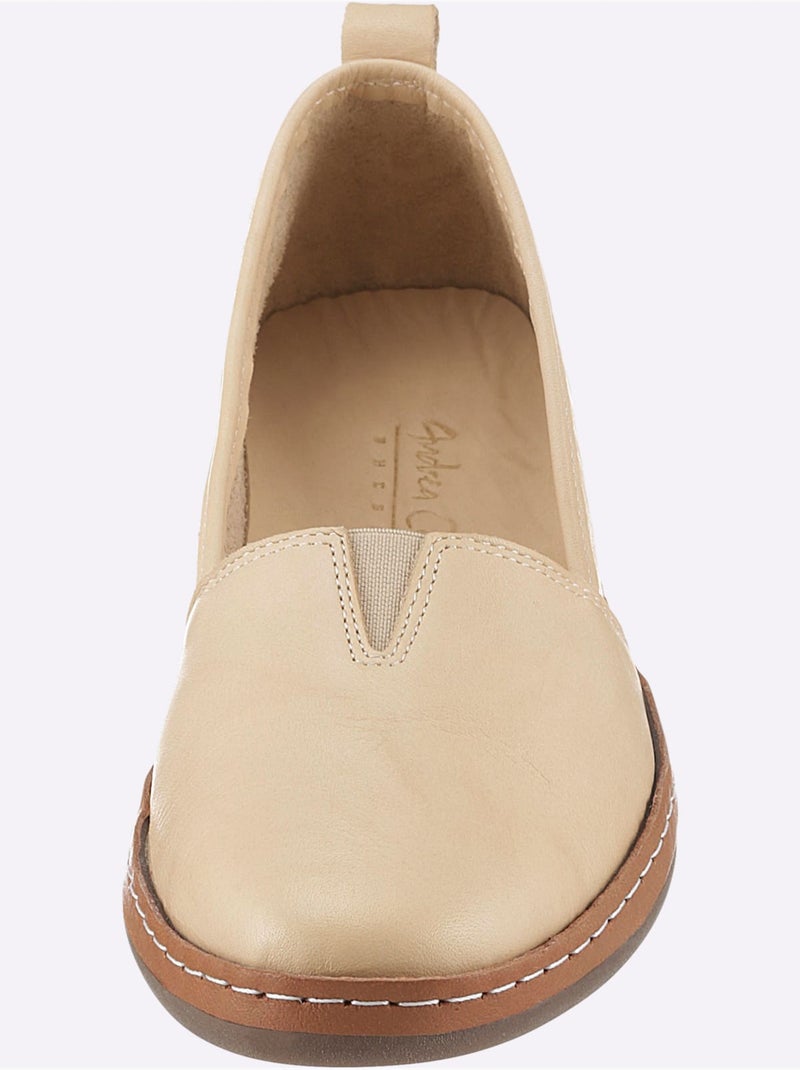 Mocassins Cuir Nappa De Vache - Taille Standard - Helline Crème - Kiabi