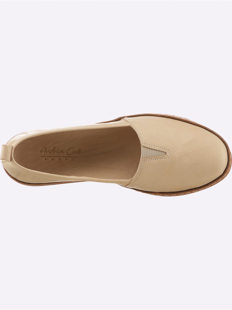 Mocassins Cuir Nappa De Vache - Taille Standard - Helline Crème - Kiabi
