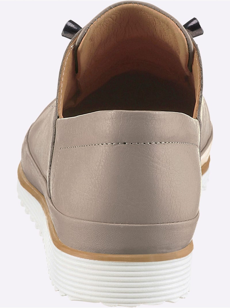 Mocassins Cuir Nappa De Vache - Taille Standard - Helline Gris taupe - Kiabi