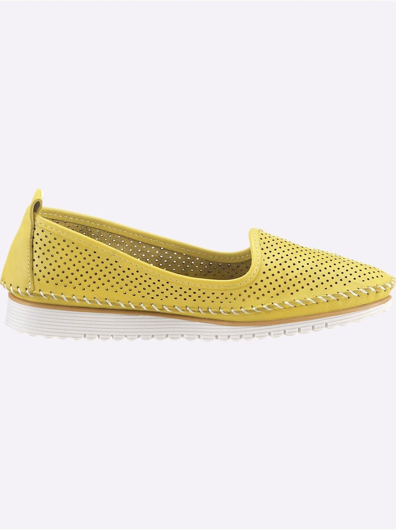 Mocassins Cuir Nappa De Vache - Taille Standard - Helline Jaune/Vert - Kiabi