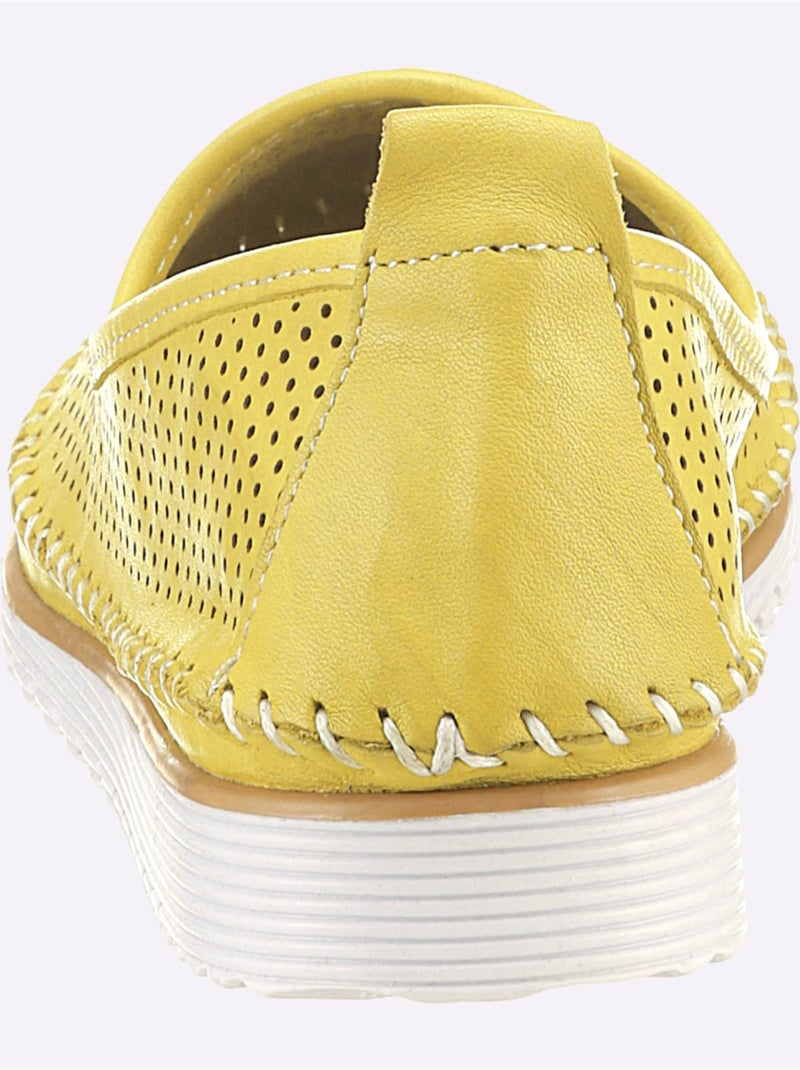 Mocassins Cuir Nappa De Vache - Taille Standard - Helline Jaune/Vert - Kiabi