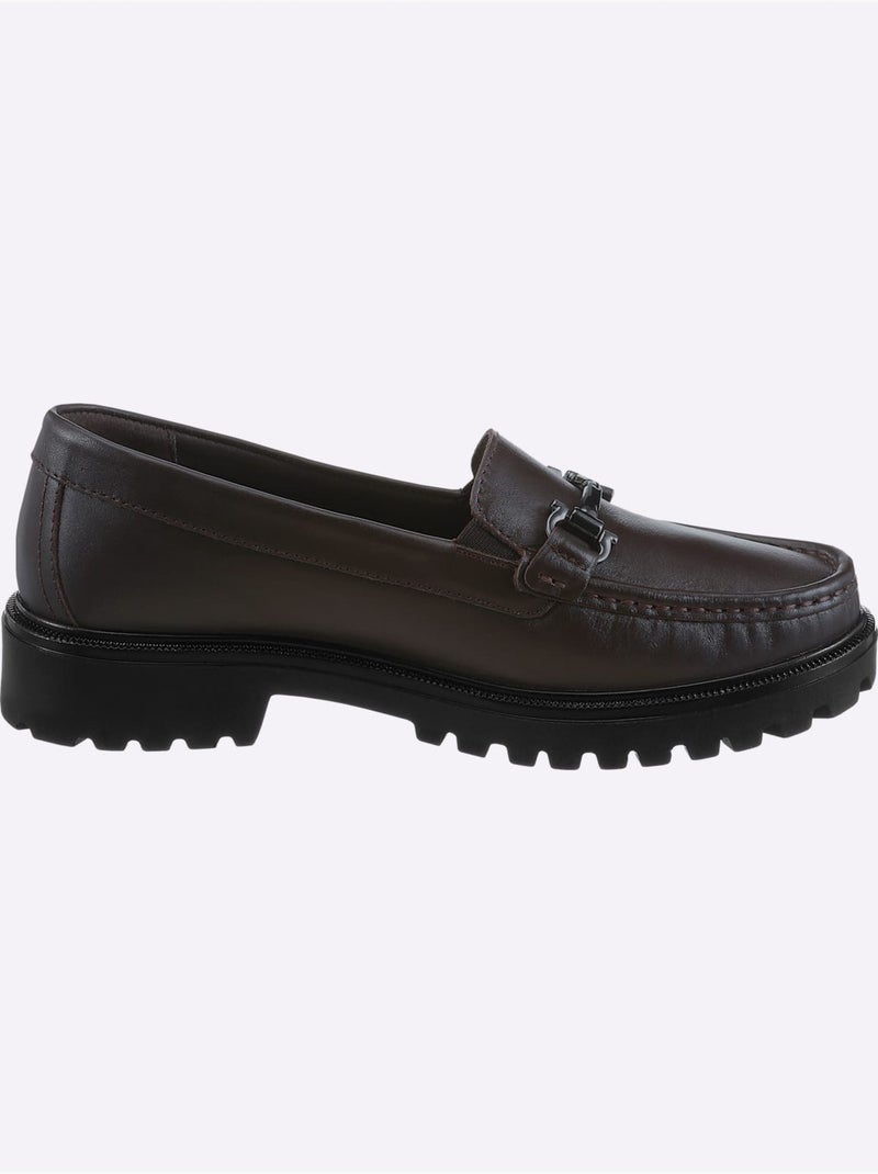 Mocassins cuir nappa de vache - taille standard - helline Marron - Kiabi