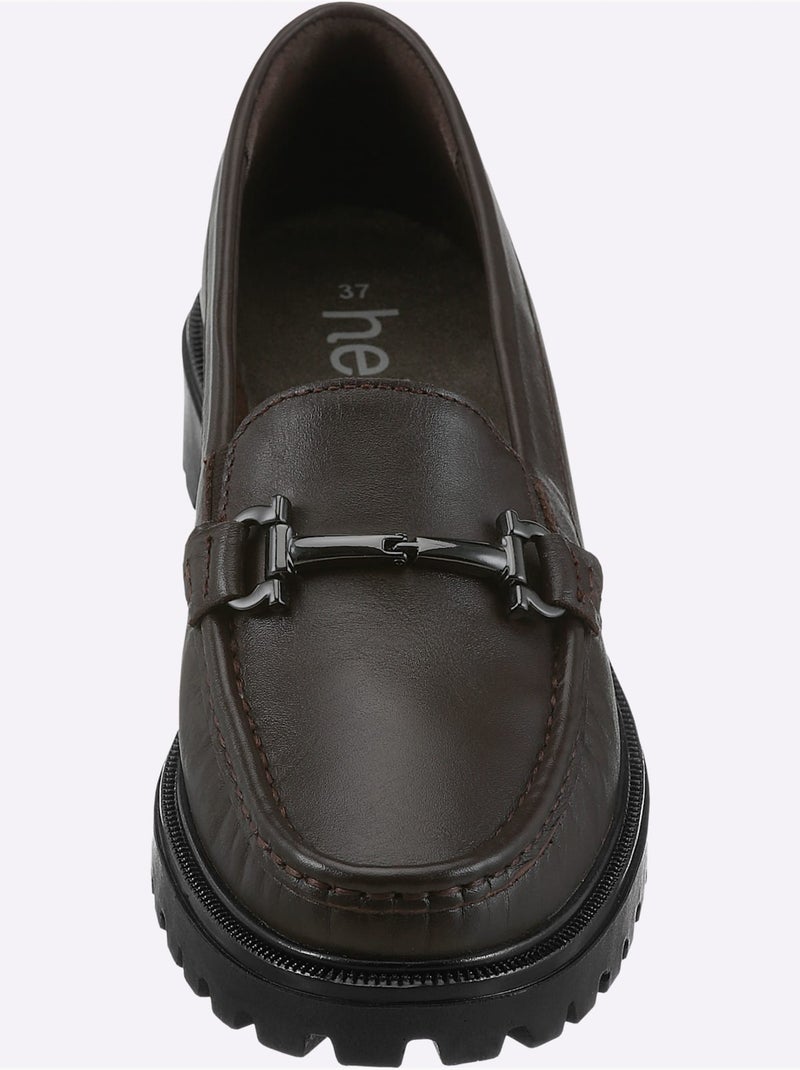Mocassins cuir nappa de vache - taille standard - helline Marron - Kiabi