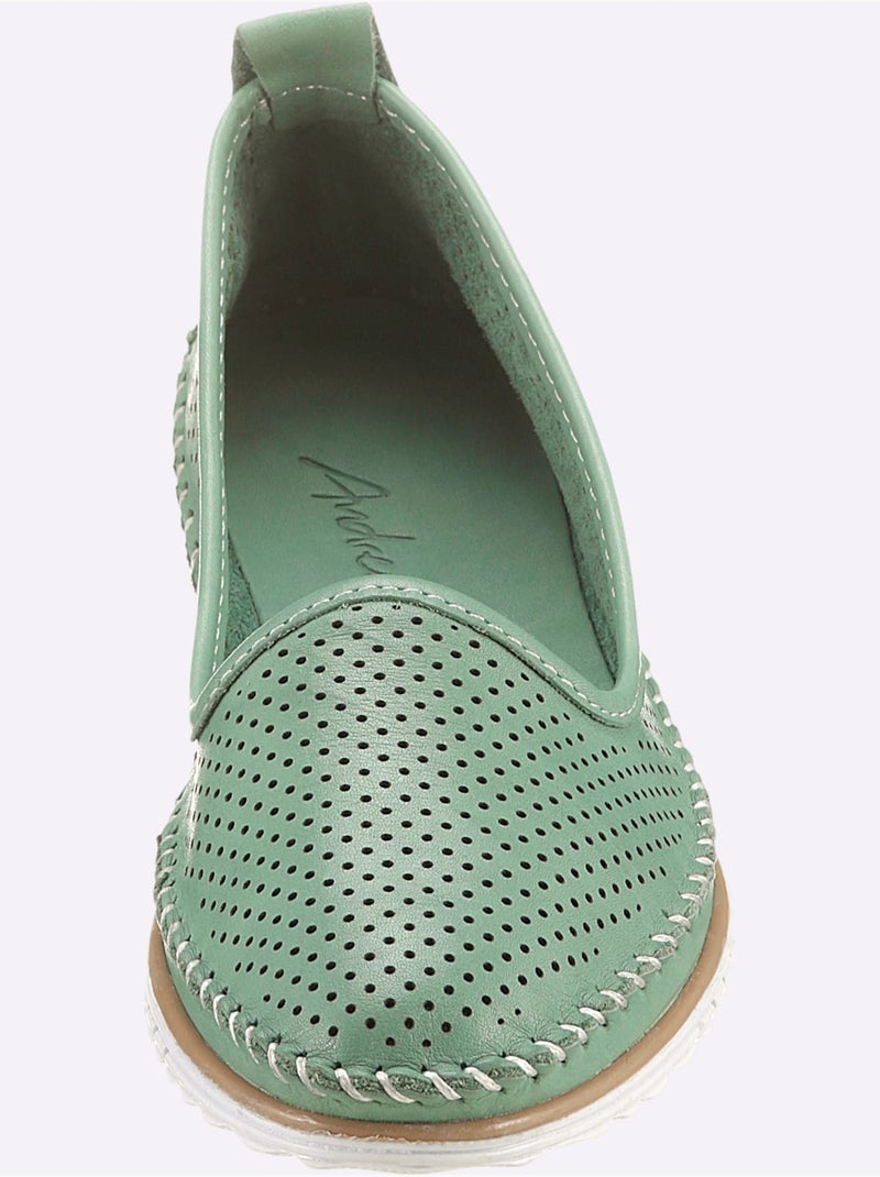 Mocassins Cuir Nappa De Vache - Taille Standard - Helline Menthe - Kiabi