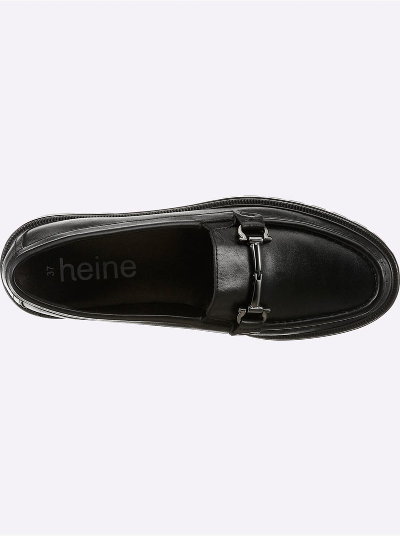 Mocassins cuir nappa de vache - taille standard - helline Noir - Kiabi