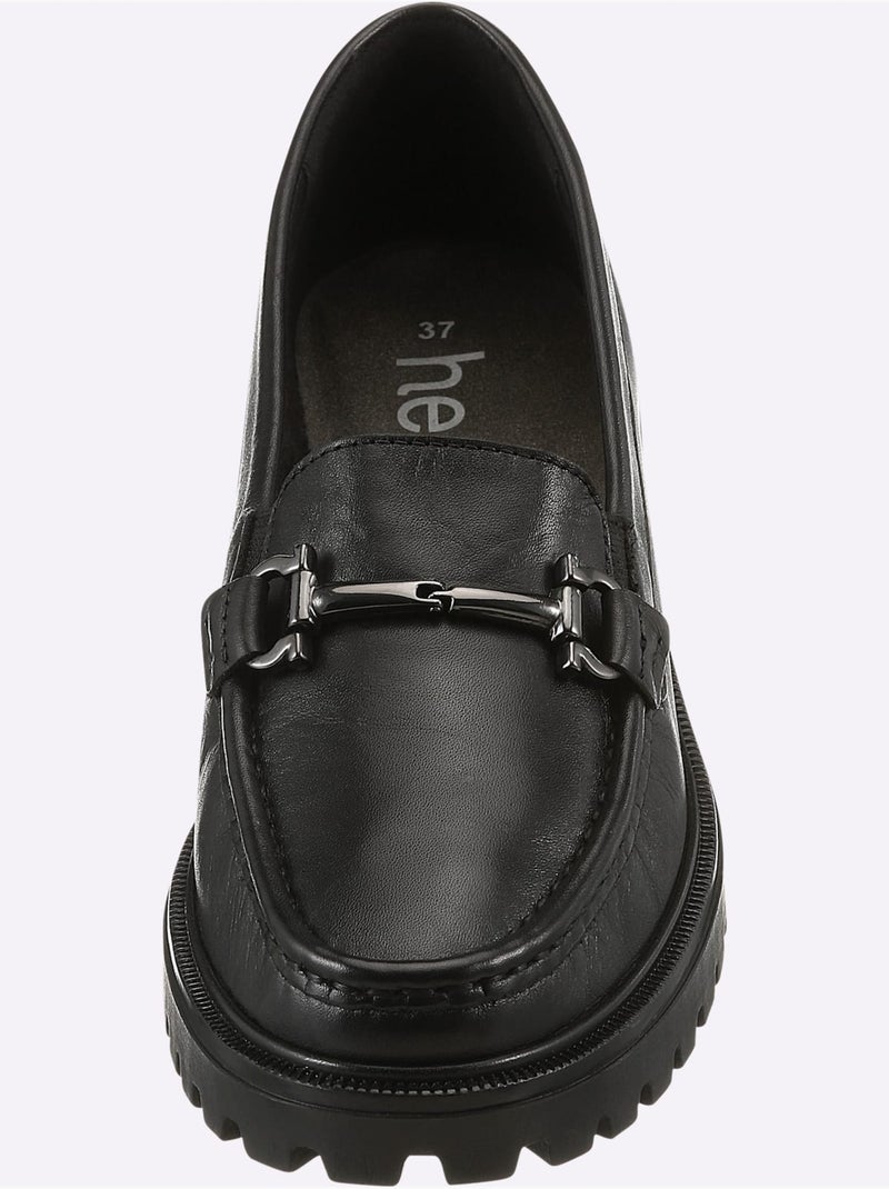 Mocassins cuir nappa de vache - taille standard - helline Noir - Kiabi