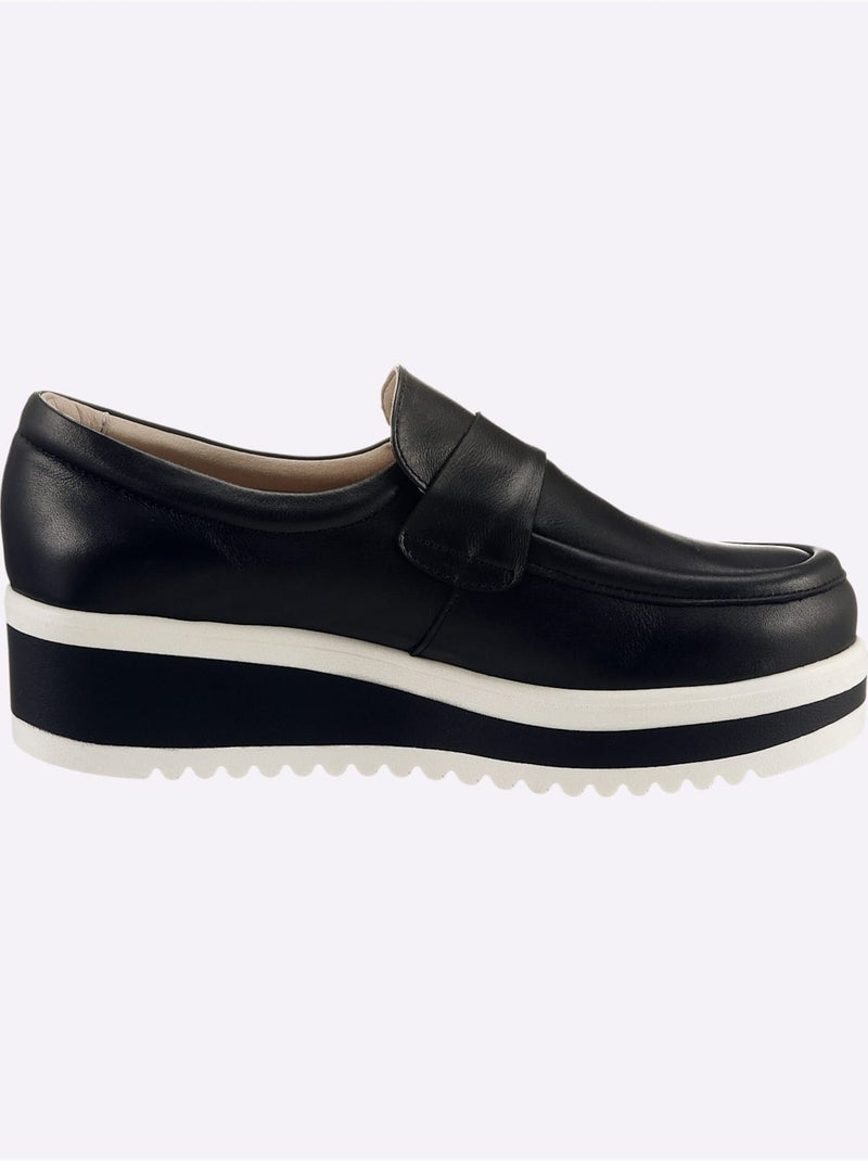 Mocassins Cuir Nappa De Vache - Taille Standard - Helline Noir - Kiabi