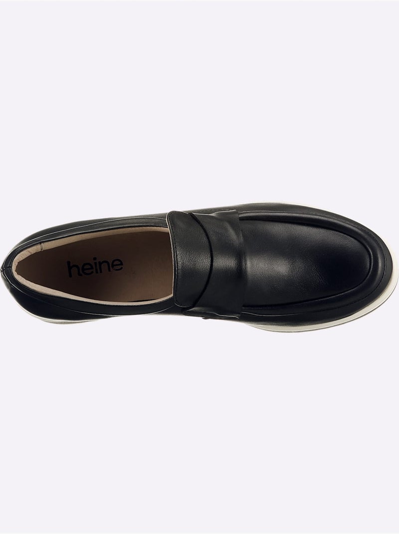 Mocassins Cuir Nappa De Vache - Taille Standard - Helline Noir - Kiabi