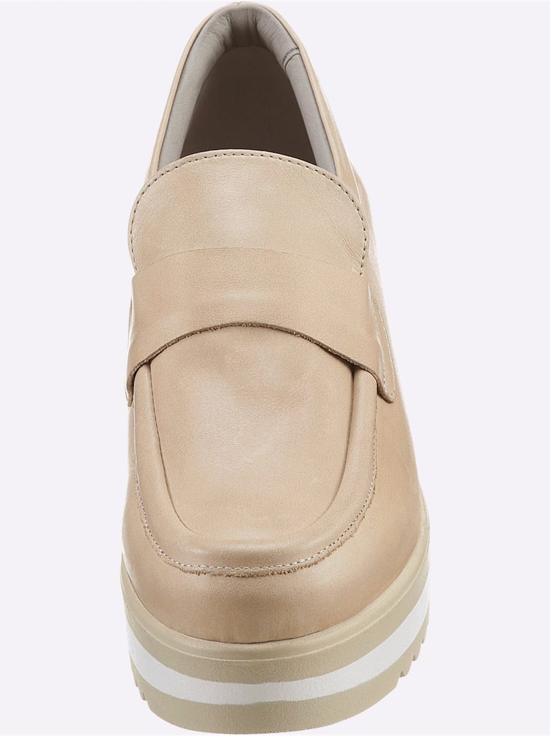 Mocassins Cuir Nappa De Vache - Taille Standard - Helline Sable - Kiabi