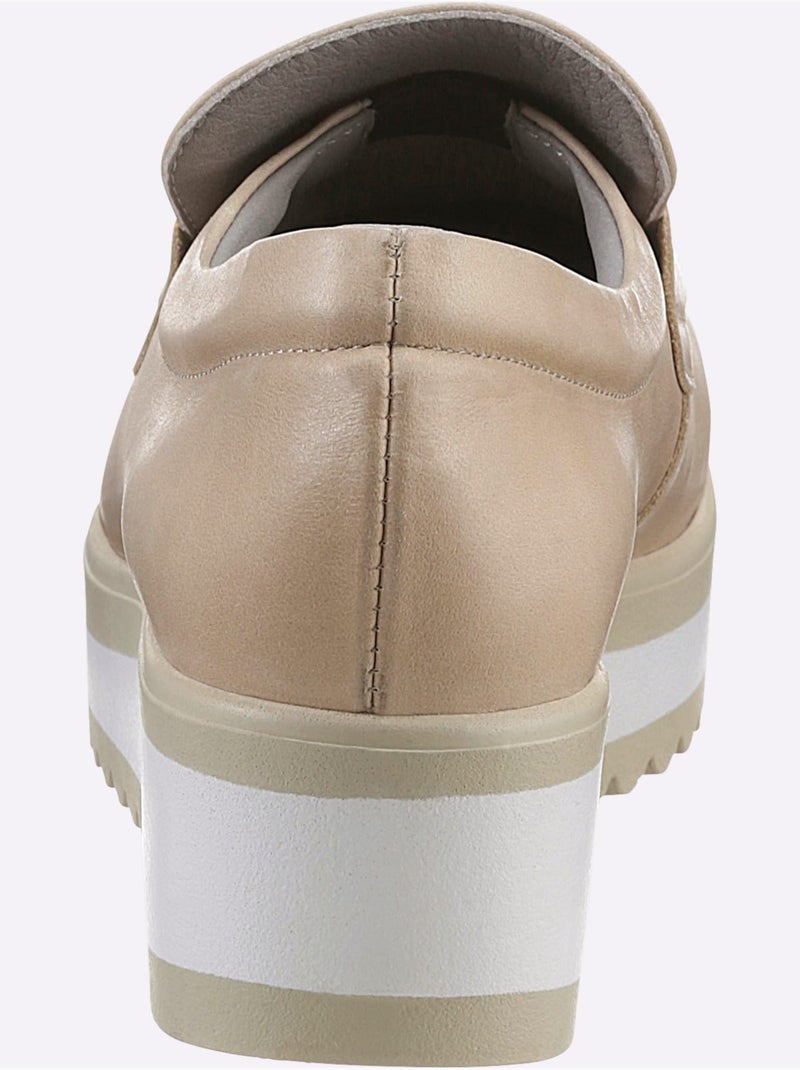 Mocassins Cuir Nappa De Vache - Taille Standard - Helline Sable - Kiabi