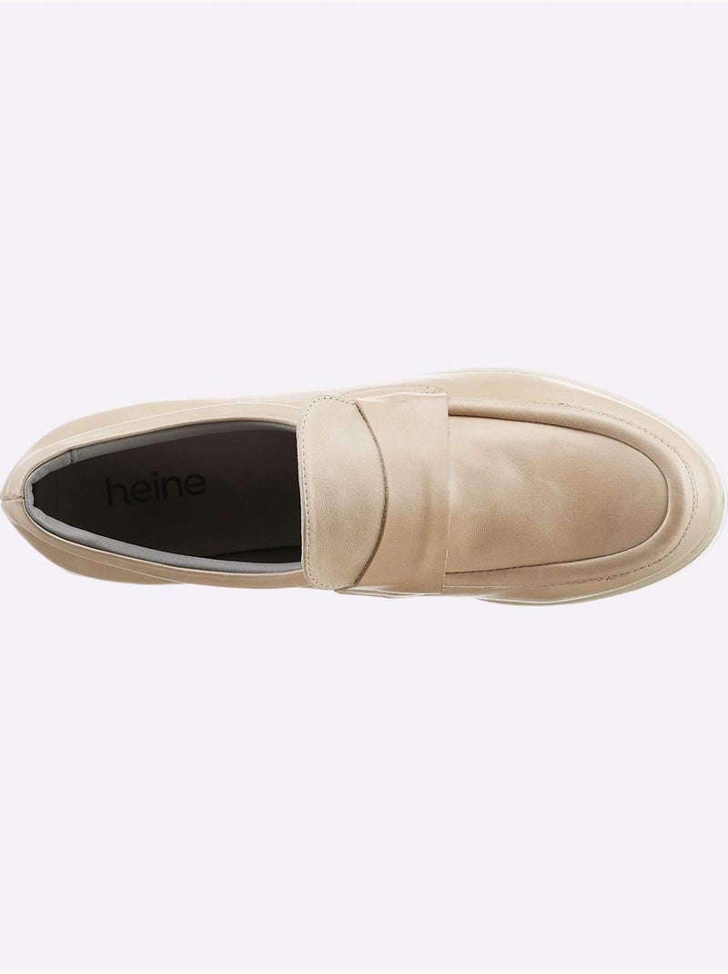 Mocassins Cuir Nappa De Vache - Taille Standard - Helline Sable - Kiabi
