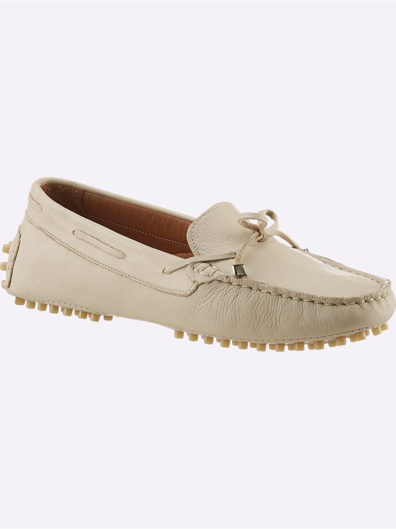 Mocassins Cuir Nappa De Vache - Taille Standard - Helline Sable - Kiabi