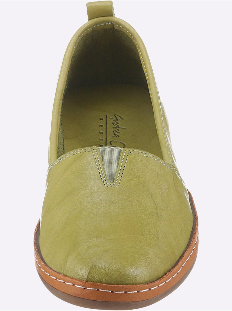 Mocassins Cuir Nappa De Vache - Taille Standard - Helline Vert pistache - Kiabi