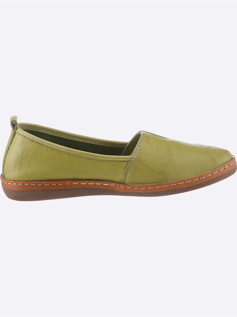 Mocassins Cuir Nappa De Vache - Taille Standard - Helline Vert pistache - Kiabi