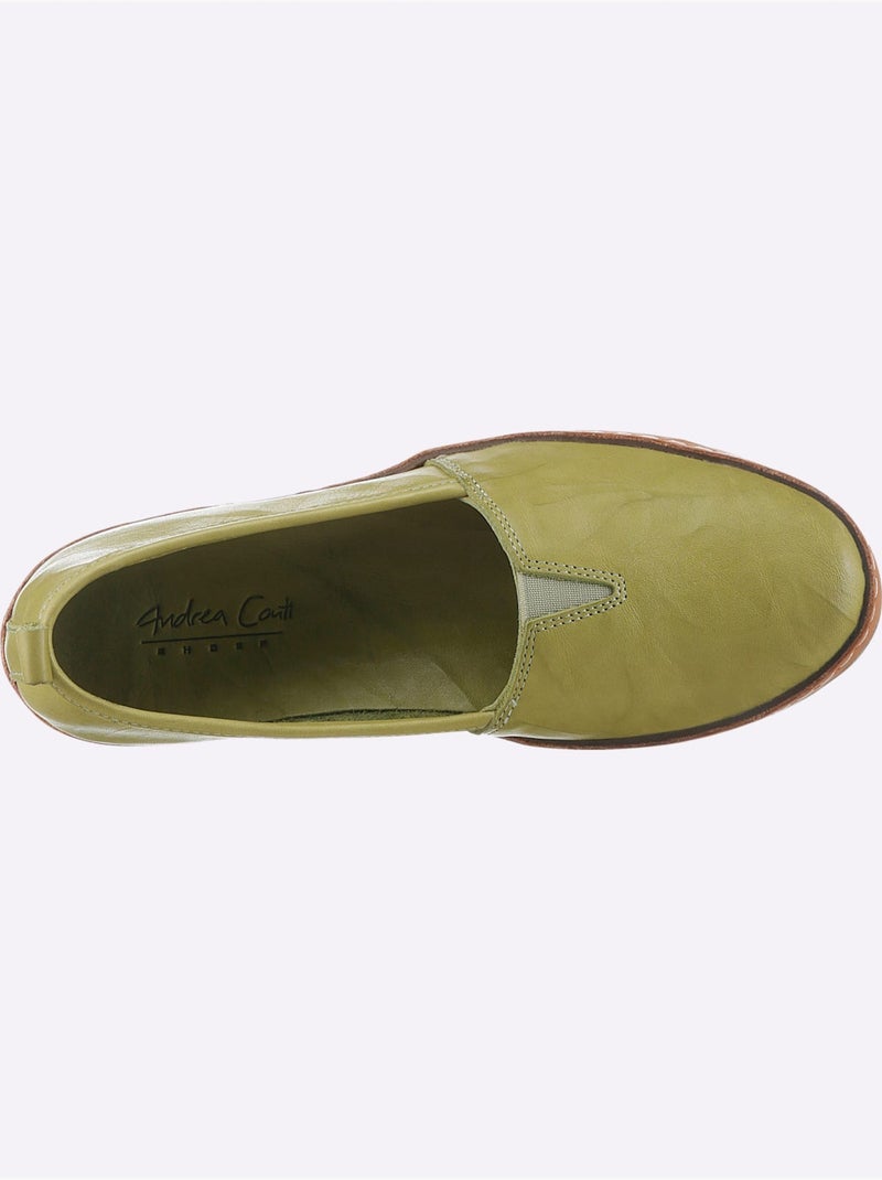 Mocassins Cuir Nappa De Vache - Taille Standard - Helline Vert pistache - Kiabi