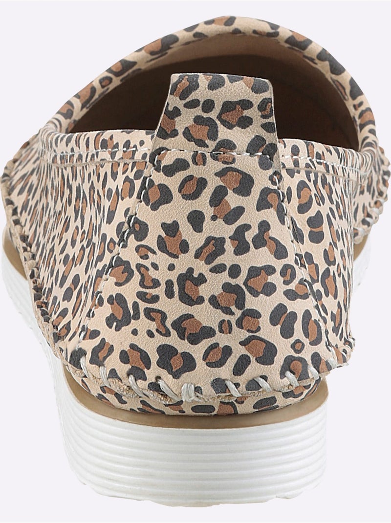 Mocassins Cuir Nubuck De Qualité Supérieure - Taille Standard - helline Noir Beige - Kiabi