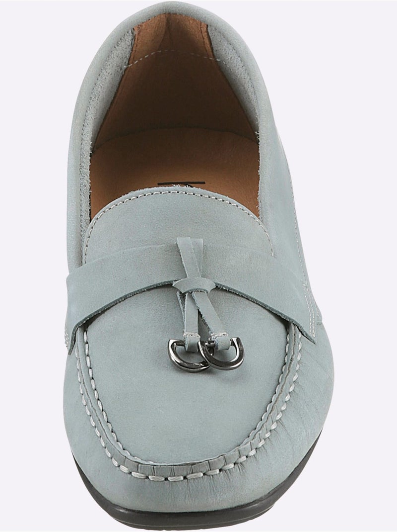 Mocassins Cuir Vachette - Taille Standard - Helline Bleu clair - Kiabi