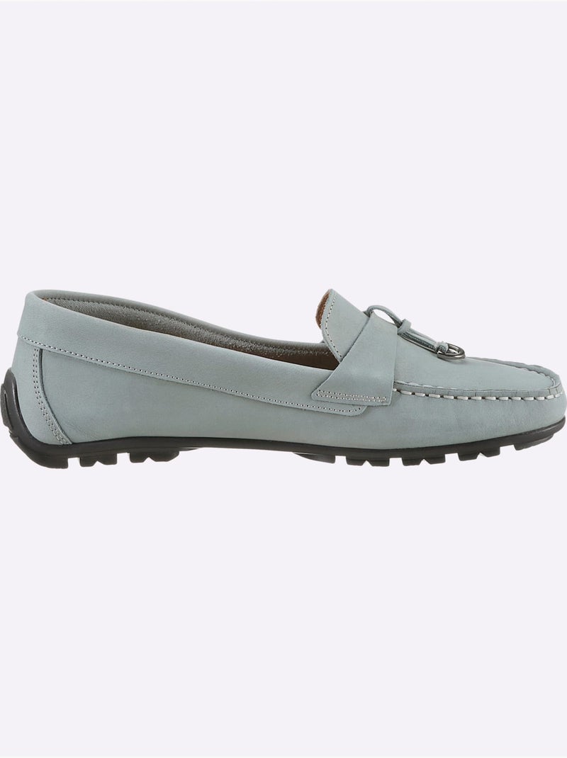 Mocassins Cuir Vachette - Taille Standard - Helline Bleu clair - Kiabi