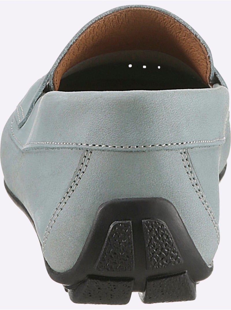 Mocassins Cuir Vachette - Taille Standard - Helline Bleu clair - Kiabi