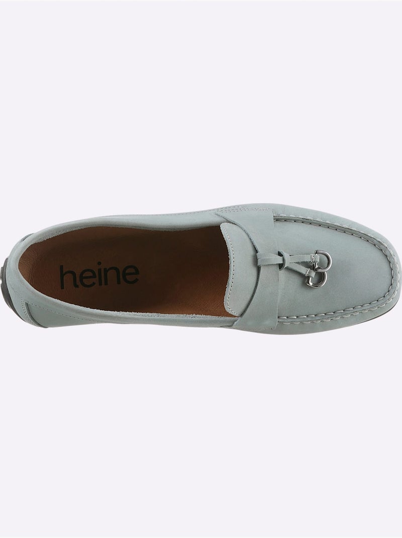 Mocassins Cuir Vachette - Taille Standard - Helline Bleu clair - Kiabi