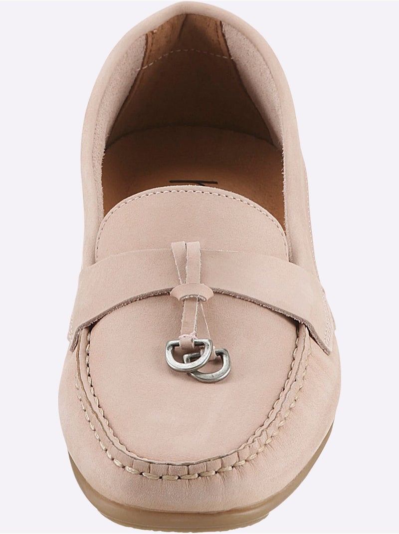 Mocassins Cuir Vachette - Taille Standard - Helline Rose - Kiabi