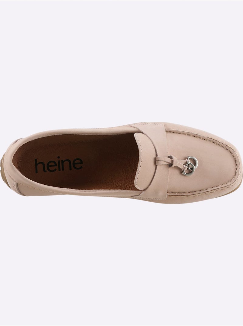 Mocassins Cuir Vachette - Taille Standard - Helline Rose - Kiabi