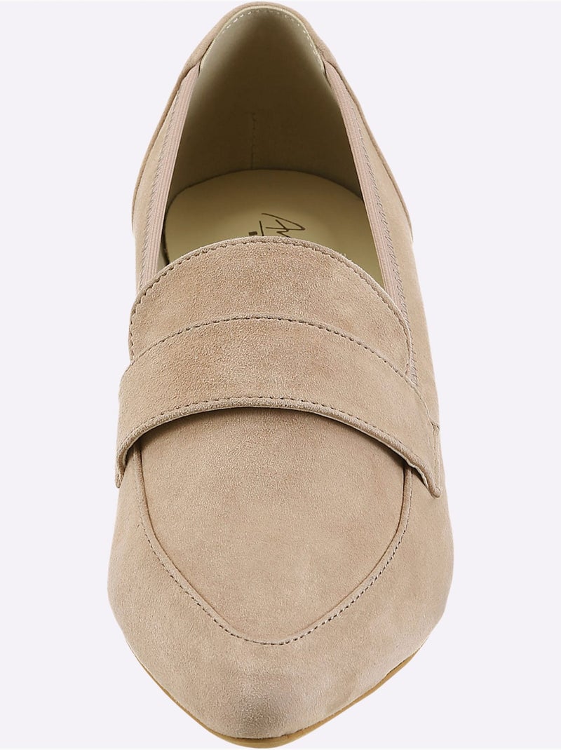 Mocassins cuir velours de chèvre - taille standard - helline Gris taupe - Kiabi