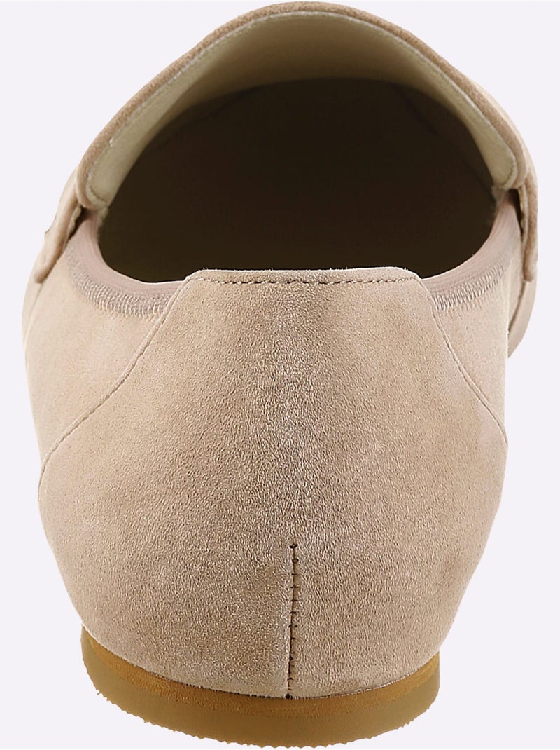 Mocassins cuir velours de chèvre - taille standard - helline Gris taupe - Kiabi