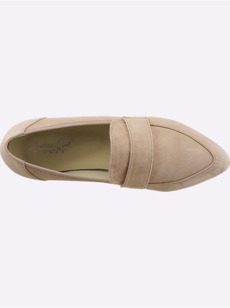 Mocassins cuir velours de chèvre - taille standard - helline Gris taupe - Kiabi