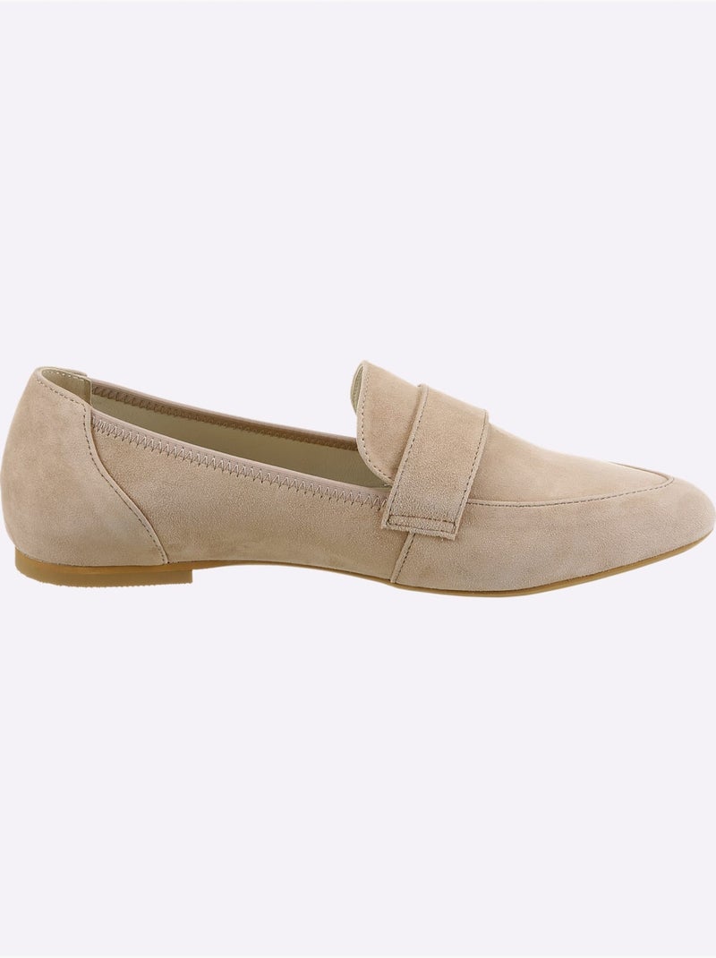 Mocassins cuir velours de chèvre - taille standard - helline Gris taupe - Kiabi