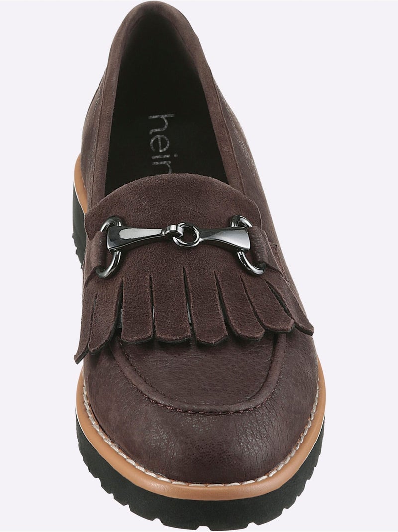 Mocassins Cuir Velours De Chèvre - Taille Standard - Helline Marron - Kiabi