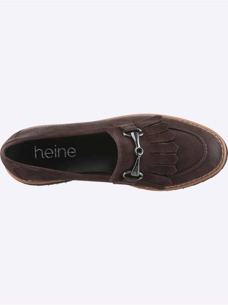 Mocassins Cuir Velours De Chèvre - Taille Standard - Helline Marron - Kiabi