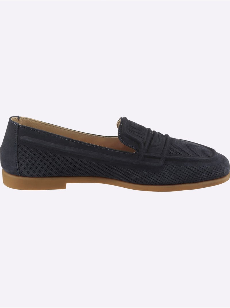 Mocassins Cuir Velours De Vache. - Taille Standard - Helline Bleu marine - Kiabi