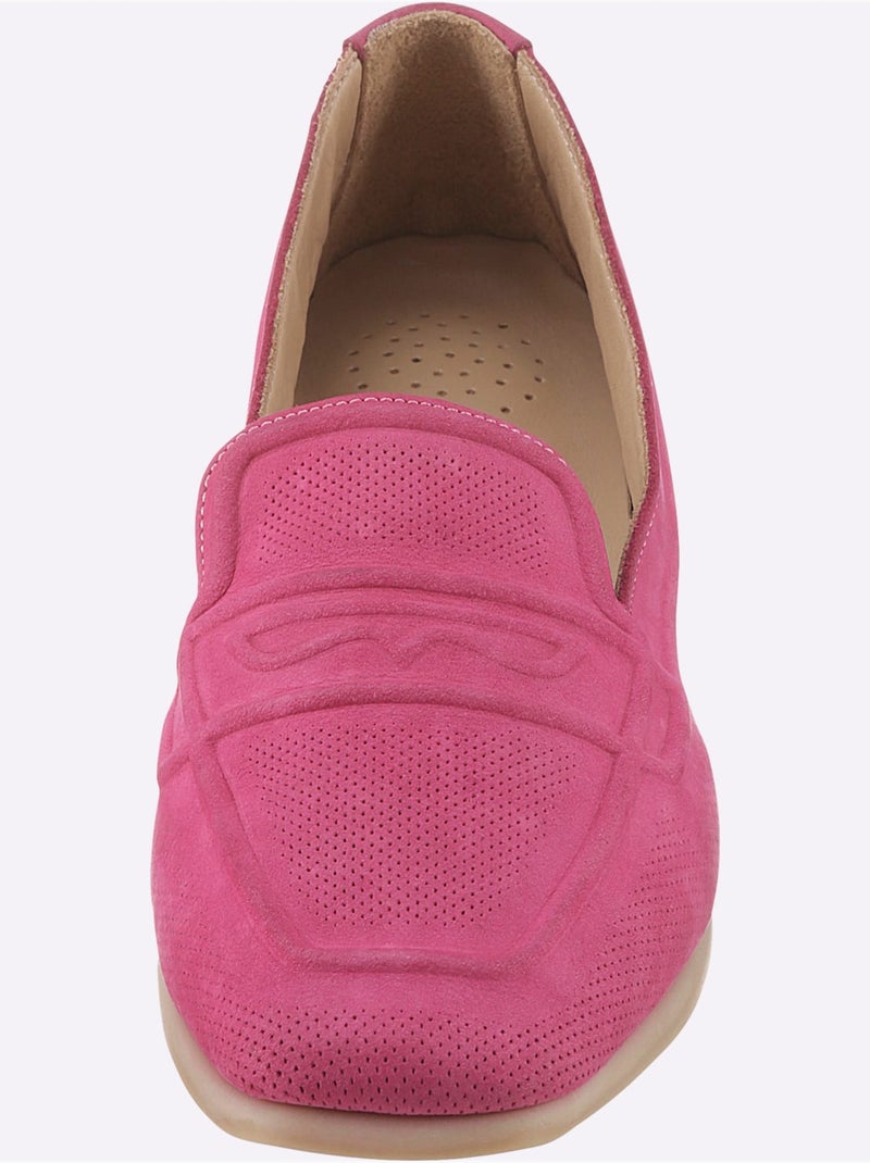Mocassins Cuir Velours De Vache. - Taille Standard - Helline Rose fushia - Kiabi