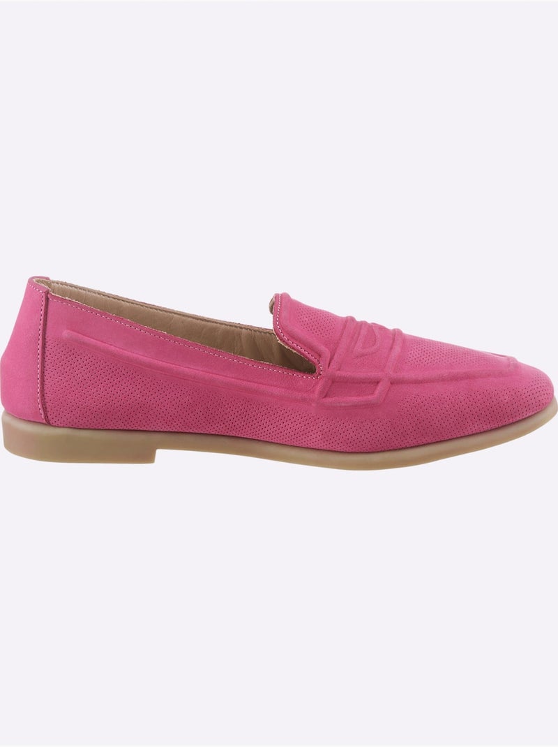 Mocassins Cuir Velours De Vache. - Taille Standard - Helline Rose fushia - Kiabi