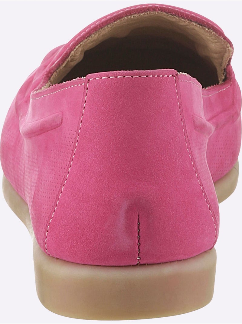 Mocassins Cuir Velours De Vache. - Taille Standard - Helline Rose fushia - Kiabi
