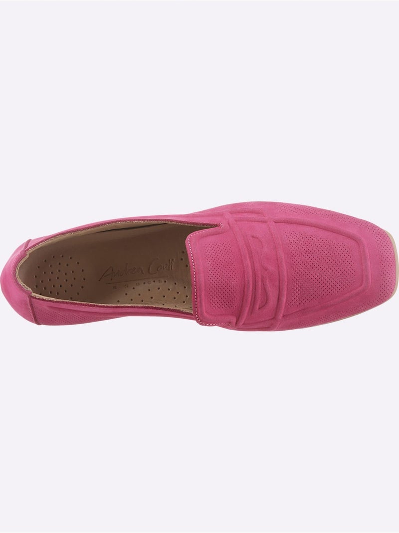 Mocassins Cuir Velours De Vache. - Taille Standard - Helline Rose fushia - Kiabi