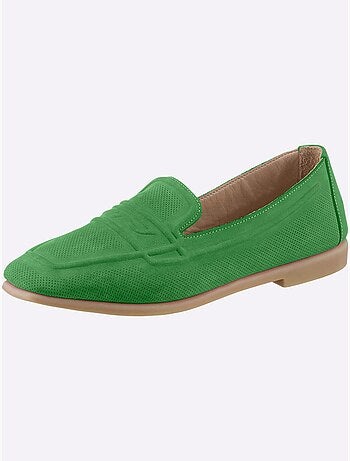 Mocassins Cuir Velours De Vache. - Taille Standard - Helline