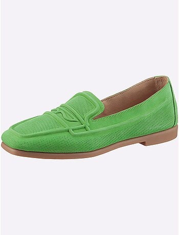 Mocassins Cuir Velours De Vache. - Taille Standard - Helline