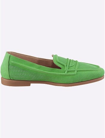 Mocassins Cuir Velours De Vache. - Taille Standard - Helline