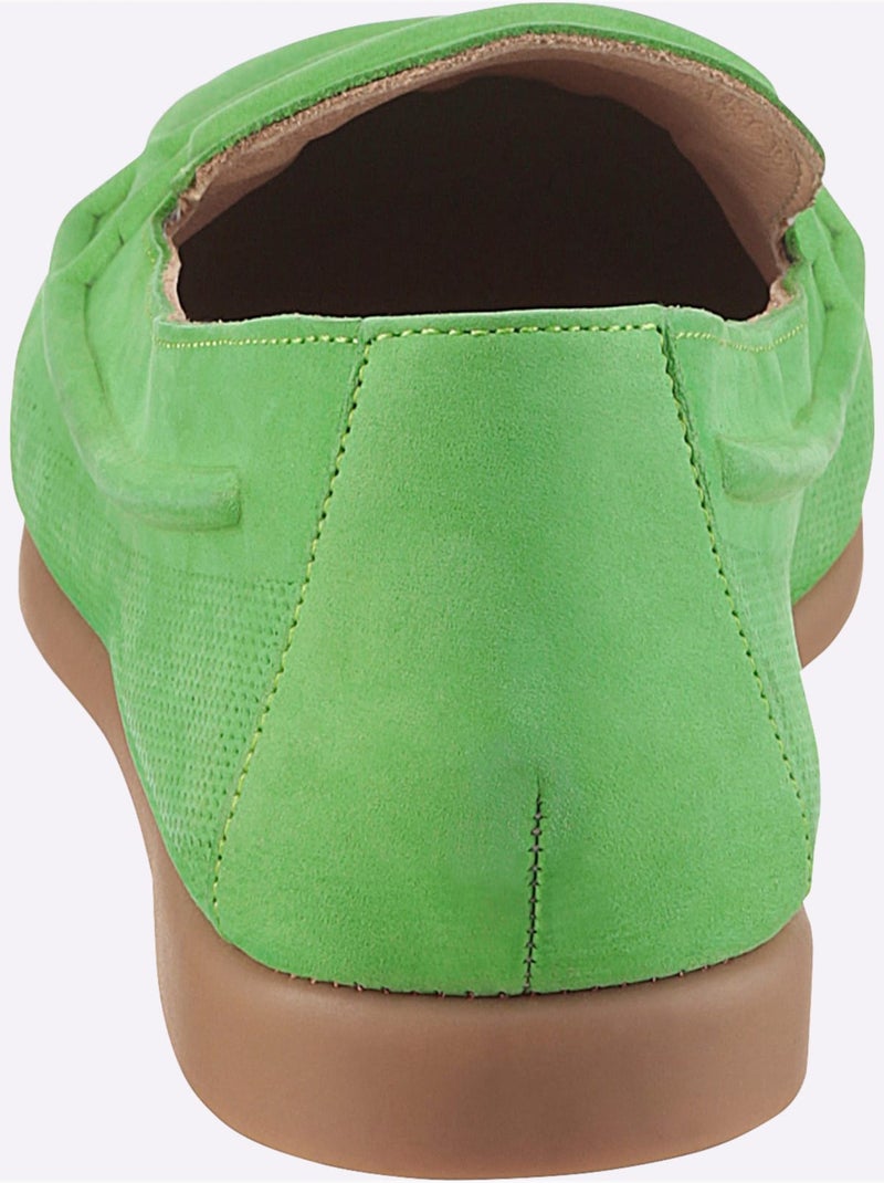 Mocassins Cuir Velours De Vache. - Taille Standard - Helline Vert - Kiabi