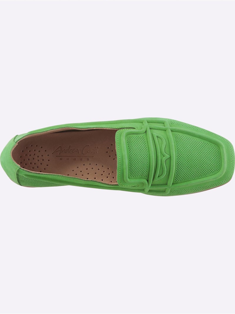 Mocassins Cuir Velours De Vache. - Taille Standard - Helline Vert - Kiabi