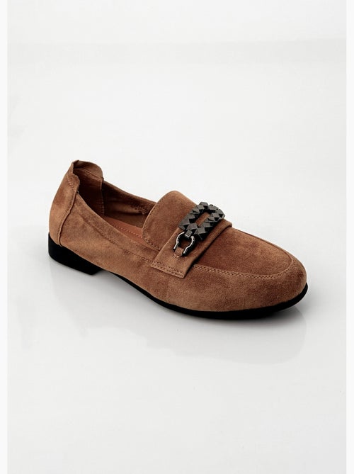 Mocassins cuir velours élastiqués - afibel - Kiabi