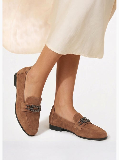 Mocassins cuir velours élastiqués - afibel - Kiabi