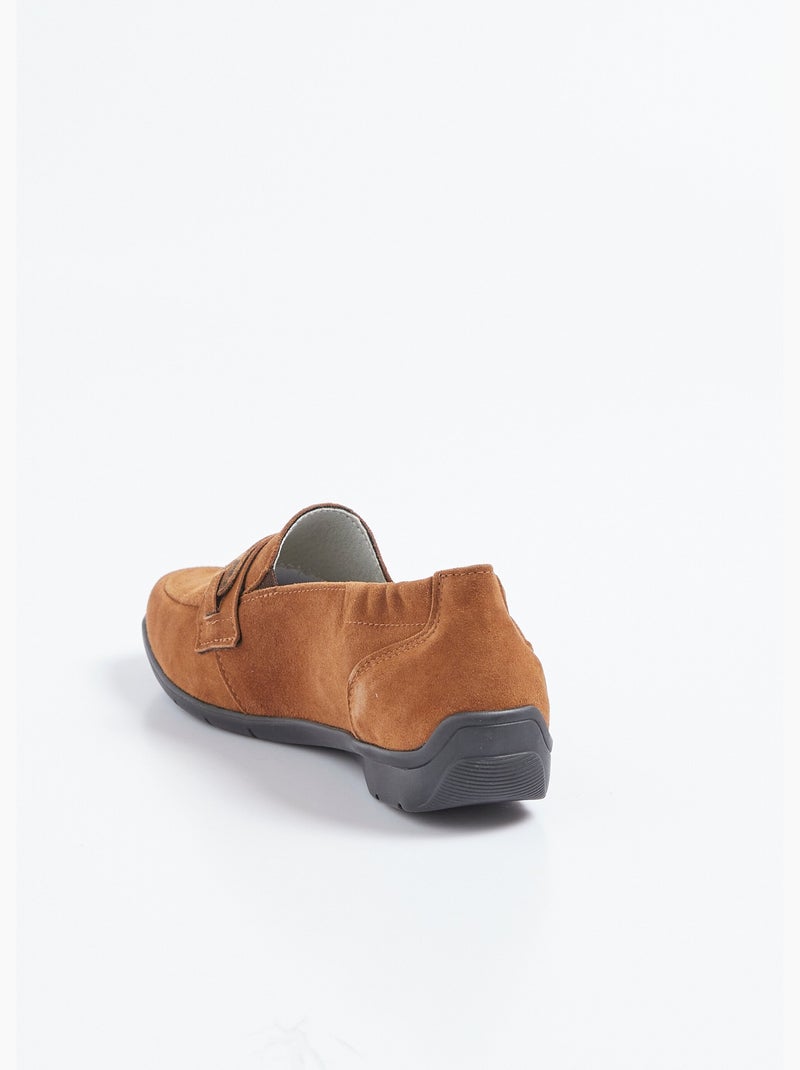 Mocassins cuir velours élastiqués largeur confort - afibel Marron - Kiabi
