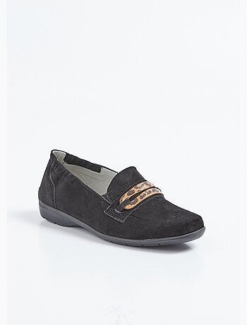 Mocassins cuir velours élastiqués largeur confort - Afibel