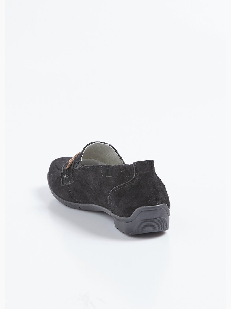 Mocassins cuir velours élastiqués largeur confort - afibel Noir - Kiabi